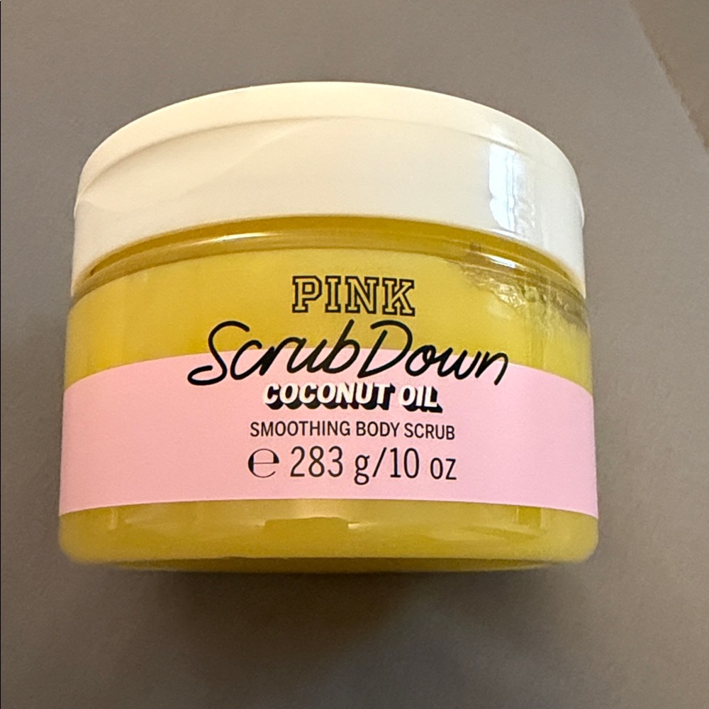 PINK Victoria's Secret Scrub Down Coconut Oil Body Scrub - Yellow and Pink